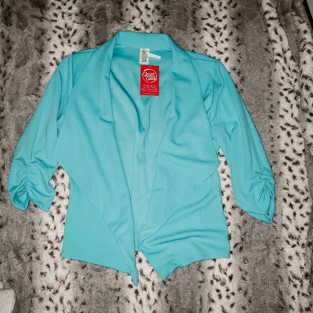 Open Front Draped Chiffon Blazer Size L *NWT*